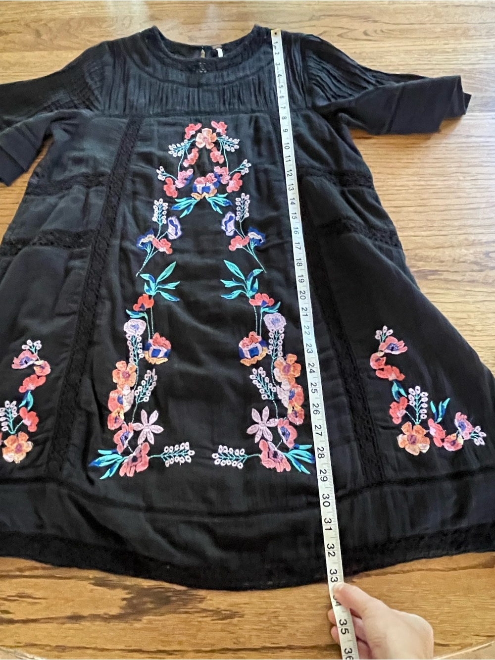 Free People Perfectly Victorian Black Embroidered Mini Dress Size Small Boho - Picture 11 of 13